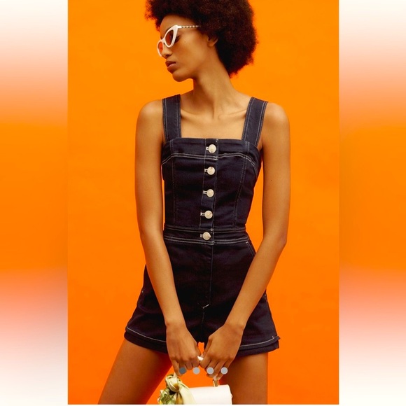 Anthropologie NWT The Portside Button-Front
Romper by Maeve: Denim Edition 4. - Picture 1 of 13